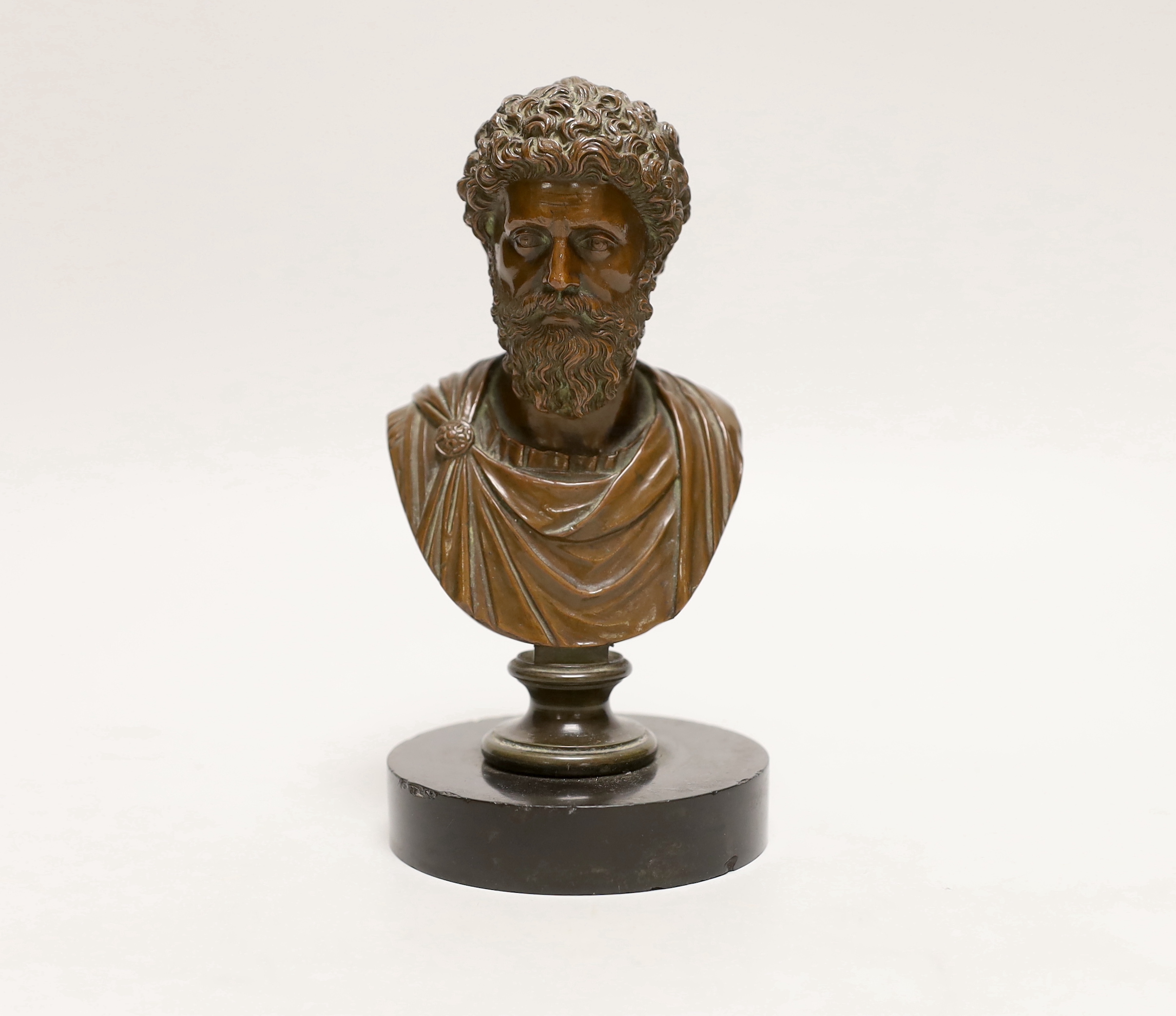 A 19th electrotype bust of Marcus Aurelius, 17cm high